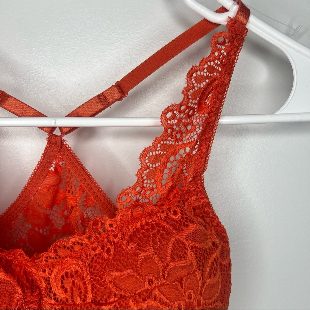Kathy Lace Bralette Size Small Medium in Vibrant Orange Coral - Picture 3 of 9